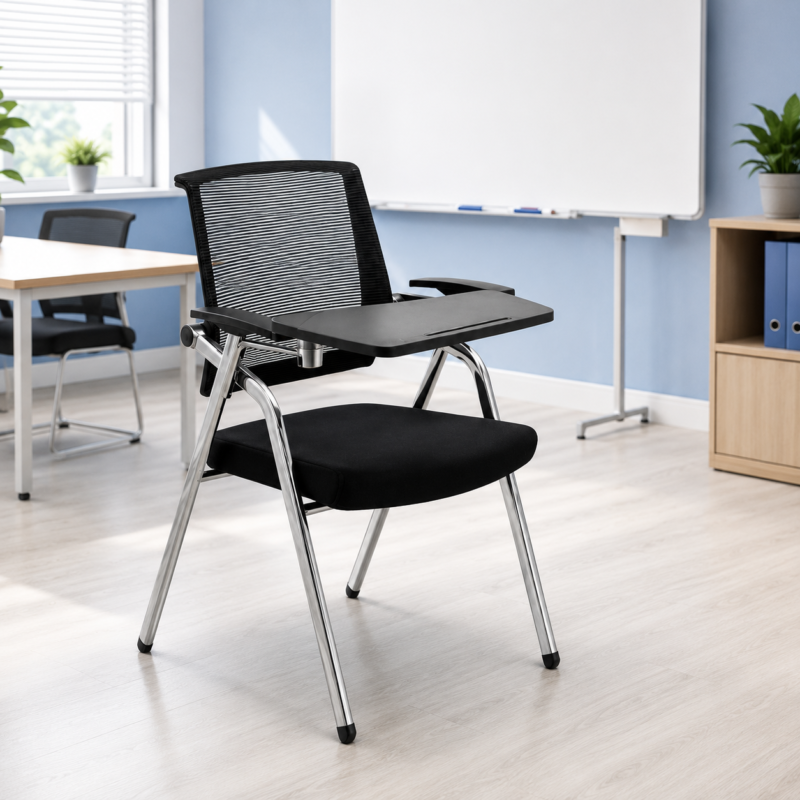 Ghế Liền Bàn GVP 1089-Đen Lưng Lưới Thoáng Mát, Gấp Gọn Tiện Lợi