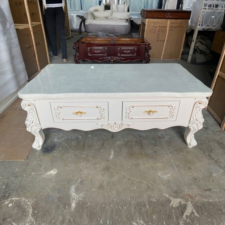 Bàn Trà Tân Cổ Điển Mặt Đá LNI-803-13 Phong Cách Hoàng Gia, 4 Hộc Kéo Tiện Lợi Sang Trọng - Ảnh 2
