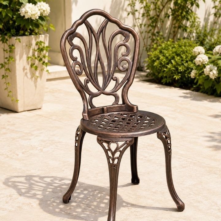 Ghế Sân Vườn Nhôm Đúc Tulip Cổ Điển AV01 – Chống Gỉ, Bền Đẹp Cho Sân Vườn, Ban Công