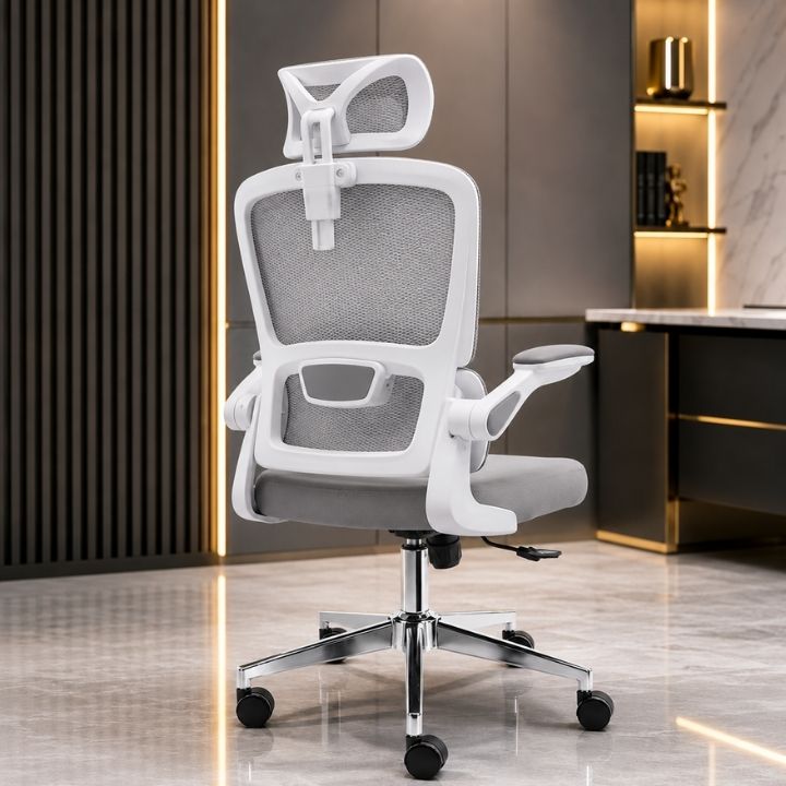 Ghế Văn Phòng Lưng Lưới GVP G527-T6 Công Thái Học Trắng Xám Cao Cấp - Ảnh 5