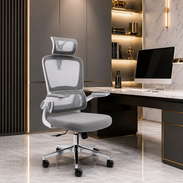 Ghế Văn Phòng Lưng Lưới GVP G527-T6 Công Thái Học Trắng Xám Cao Cấp - Ảnh 6