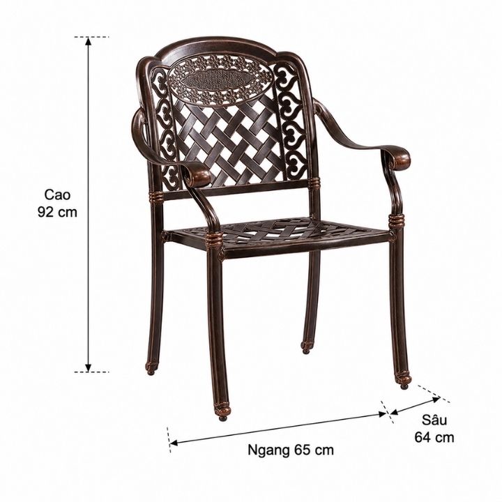 Ghế Ngoài Trời Nhôm Đúc Lưng Đan Có Tay Vịn AV4B - Ảnh 5