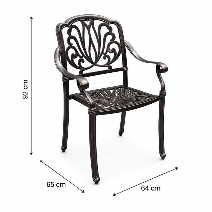 Ghế Sân Vườn Nhôm Đúc Hoa Lan Có Tay Vịn AV4A - Ảnh 5