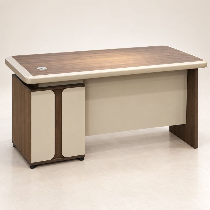 Bàn Giám Đốc BLV 6973 – Bàn Làm Việc MDF Sơn PU, Mặt Phủ Veneer